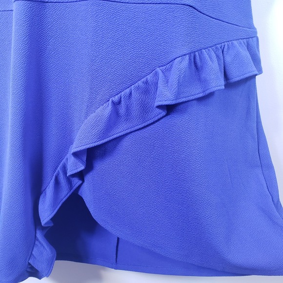 Lane Bryant Womens Top Size 18/20 Blue Ruffle V Neck Short Sleeve Blouse /B148 - Picture 2 of 8